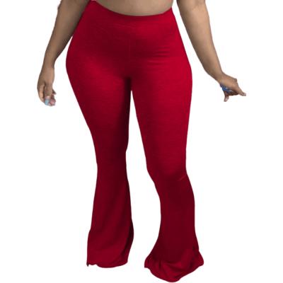 China Waterproof Ladies Plus Size Plain Pants Womens Wide Leg Flared Pants Plus Size Trousers for sale