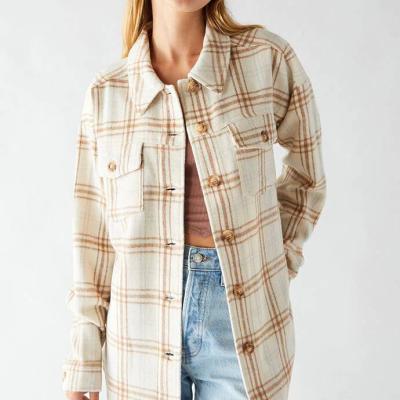 China Hot Selling Spring Sustainable Loose Leisure New Arrival Plaid Long Sleeve Retro Shirt Coat For Women for sale