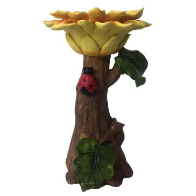 China Worlwide Standing Water Resin Crafts Folk Resin Factory Open Desktop Decoration Crafts Folk Sunflower Bird Feeder for sale