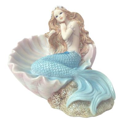 China Europe kawaii mermaid craft resin statue Polyresin mermaid decoration in home office table folk craft for sale