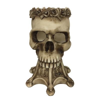 China Europe Resin Skull Vase Ornament Skull Decoration ODM Halloween Glowing Skull Bust Opens Folk Crafts Desktop Decoration for sale