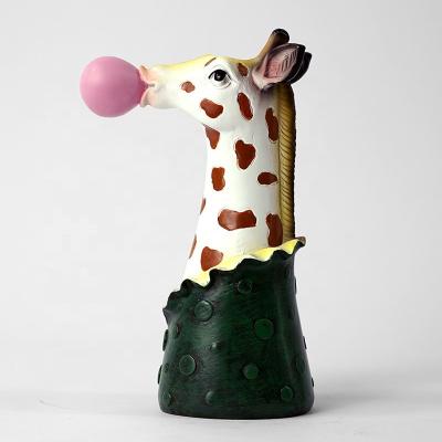 China Folk Zebra Animal Bust Resin Vase Giraffe Cartoon Animal Bubble Sculpture Blowing Crafts For Desktop Decoration for sale