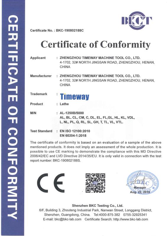 CE - Zhengzhou Timeway Machine Tool Co., Ltd.