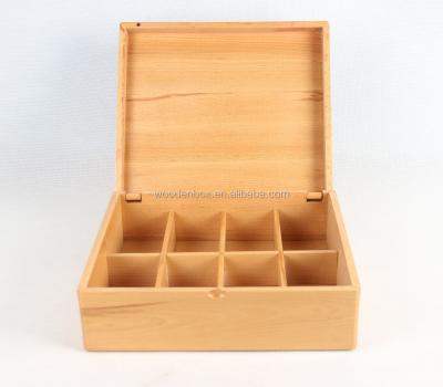 China Biodegradable Hardwood Tea Packing Box with Compartments Made in Honrui Wooden Box Factory for sale