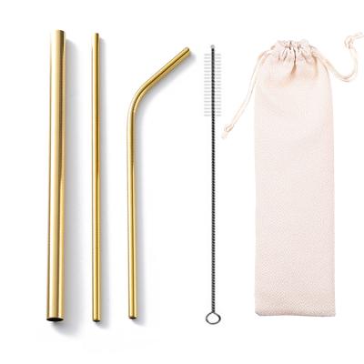 China Amazon Hot Viable Stainless Steel Straws Reusable Metal Drinking Straws Brush With Logo for sale