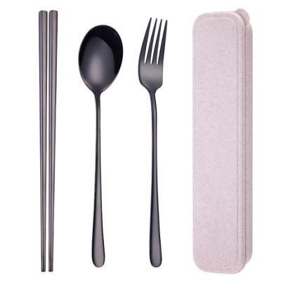 China Wheat minimalist table pay attention to Korean student portable tableware set 304 food grade hotel tableware products for sale