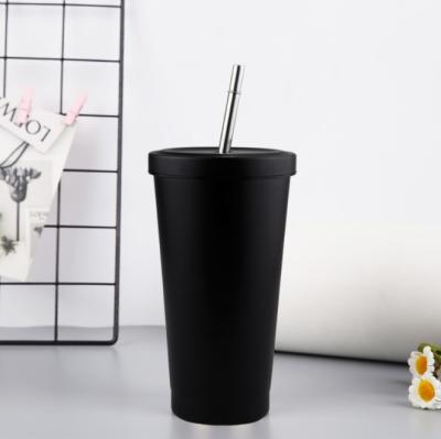 China 2021 New Hot Sale Stainless Steel Straw Cup Vacuum Coffee Mug Viable Casual Water Vacuum Cups for sale