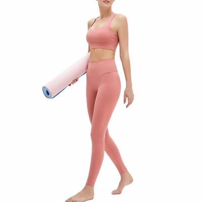 China OEM Custom Women's Sports Fitness Yoga Suit Seamless Sets High Waist Workout Breathable Gym Leggings for sale