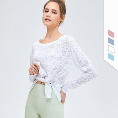 China Breathable Sports Blouse Loose Lightweight Sports Wear Fitness Clothes Womens Long Sleeve Plus Size Casual Yoga Tops for sale