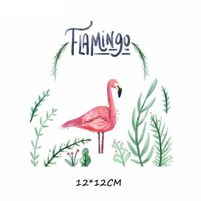 China New Garment Flamingo Plastisol Appliques Press Iron On Heat Transfers Stickers Patches For Clothes for sale