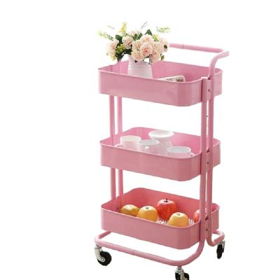 China Nordic Style Kitchen Trolley Metal 3 Tier Kitchen Cart for sale