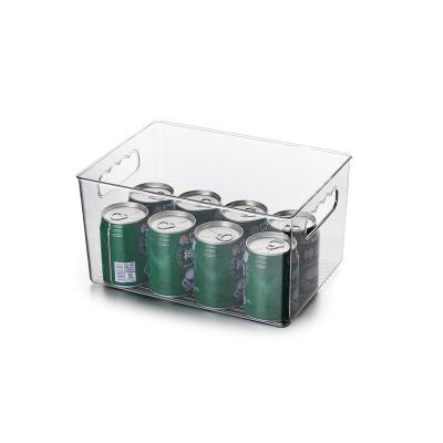 China CLASSIC Stackable Fridge Organizer Large Clear Plastic Refrigerater Organizer Box Food Storage Bin with Handle for sale