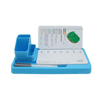 China 2020 Custom Table Calendar Week Calendar Desk Organizer Office Stationery Desk Calendar Acrylic Pen Holder Multifunctional Plastic for sale