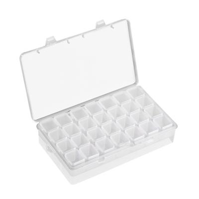 China 28 Grid Double-Layer Plastic Transparent Storage Box Clear Plastic Storage Container Jewelry Box Organizers for sale