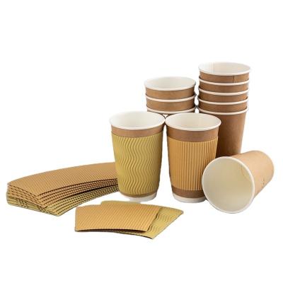 China Handmade Corrugated Cup Sleeve Paper Cup Print For Coffee Paper Craft Paper Using Environmental Friendly Double Wall Ink Custom Logo for sale