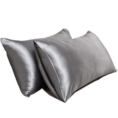 China 1 Pair Super Soft Silver Folded Pillowcase Stain Pillowcase Pillow Cases 100% Polyester Satin Pillow Covers for sale