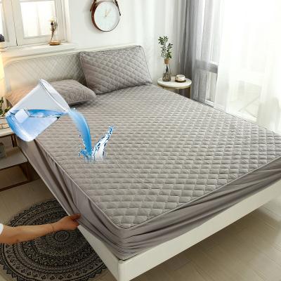 China Inclusive King Customized Quilted Bed Cover Solid Color Twin Mattress Protector Cover Twill Waterproof Anti-mite Cover for sale