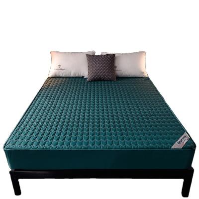 China Dark Green TWILL Thicken Mattress Cover Queen Size Customized Brushed Quilted Bed Protector Cover for sale