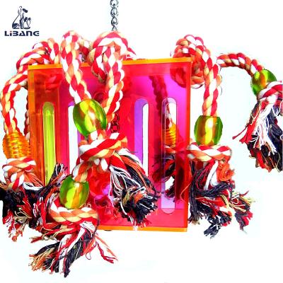 China 2021 Viable Bird Chewing Acrylic Cotton Rope Parrot Brand Toys for sale