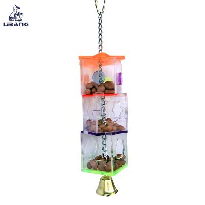 China 2021 viable pet forager products three layers acrylic bird feeder for sale