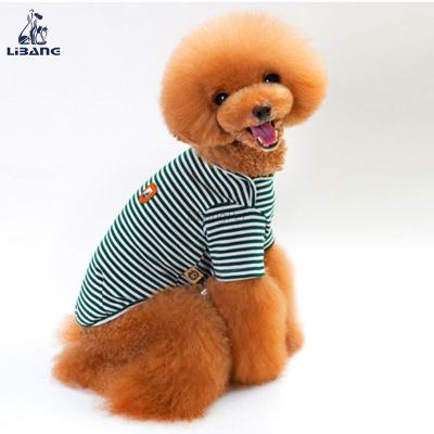 China Sustainable Pet Wearing Comfortable Stripe Dog Pajamas Shirt Pet Clothes for sale