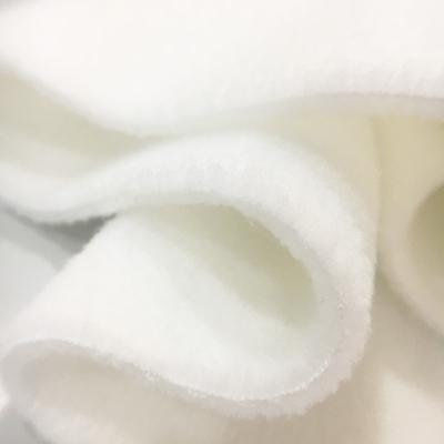 China Sustainable Wholesale 100% Polyester White Color Knitted Terry Plush Hoop Fleece Coral Fleece Fabric for sale