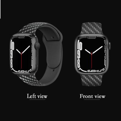 China Silicone Carbon Fiber Pattern Watch Band For Apple Watch Strap 45mm 40mm 38/42mm For iWatch 7 Se 6 5 4 3 Generation Replacement Band 44mm for sale