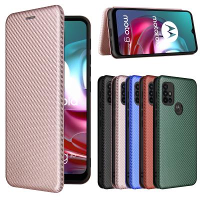 China For G30 Flip Stand Leather Case For Motorola Moto G10 Luxury Case Cover Carbon Fiber Motorola G30 Case For G30 for sale