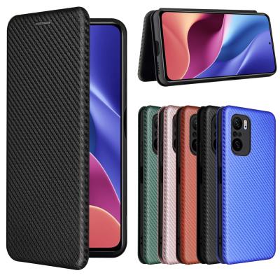 China For Xiaomi Redmi K40 Pro Case Carbon Fiber Flip Stand Leather Case For Xiaomi Redmi K40K Luxury Power Case Cover For Redmi K40 for sale