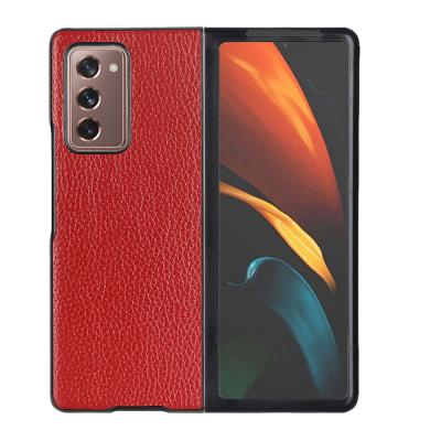 China New Anti-fall Lychee Genuine Leather Phone Case For Samsung Galaxy Z Fold2 5G for sale