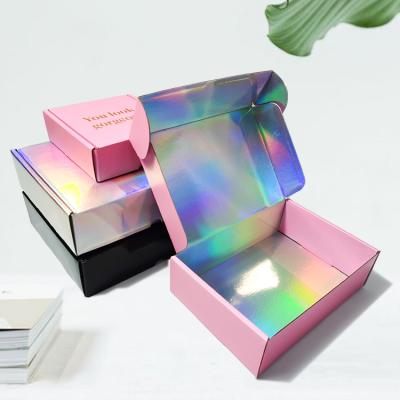 China Recyclable Custom Printed Low Moq Corrugated Kraft Holographic Reusable Shipping Apparel Jewelry Gift Packaging Mailing Box for sale