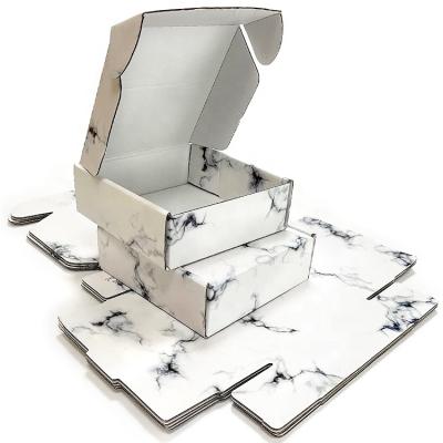 China Disposable All Gits Cosmetics Small Cardbord Custom Return Paper Shipping Boxes Free White Marble Strong Ad Box 6x6x2 9x6x4 10x7x5 for sale