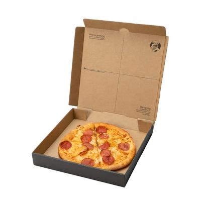 China Disposable disposable cmyk printing fresh cheap black custom rectangle corrugated cardboard pizza paper box with different design for sale