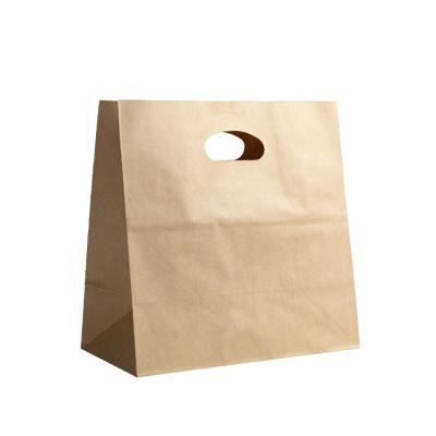 China Manufacturer Hot Sale Disposable Restaurant Custom Size And Die Cut Paper Thickness Handle Paper Bag For Food Packaging Wrap Fast Paper Bag for sale