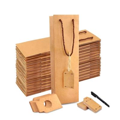 China 2021 Hot Sale Disposable Custom Size Fast Food Bag Wine Gift Eco Friendly Biodegradable Brown Kraft Paper Bag With Handle In Blulk for sale