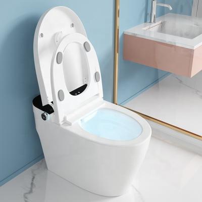 China Newest Automatic Close Automatic Operation Open Lid Heated Flush Double Seat Bidet Toilet for sale