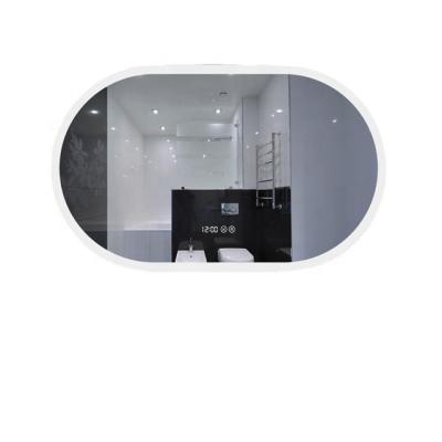 China Double Arm Extend Bathroom Mirror Frameless Home Smart Mirror Display With Led Light And Time for sale