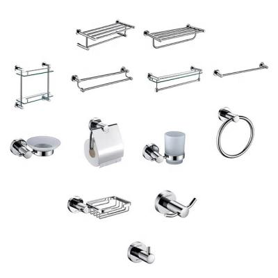 China Durable Hotel Modern Wall Mounted Bath Stainless Steel Chrome Bathroom Accessories Set Luxury Towel Rack for sale