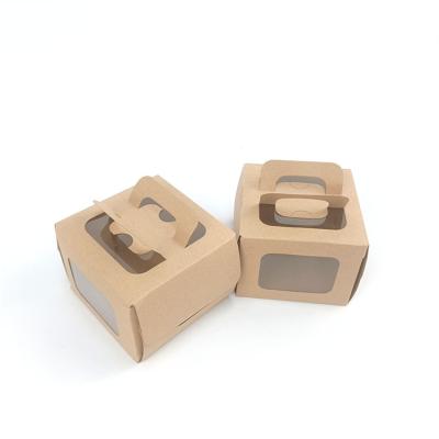 China Handle Food Package Brown Corrugated Paper Large Capacity Recycled Material Biodegradable Cardboard Box With Clear Side for sale