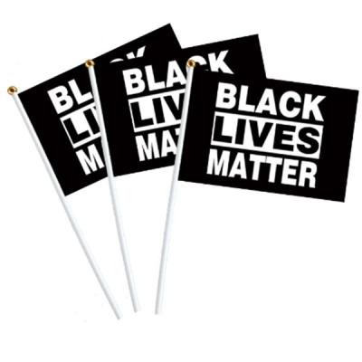 China Hot Sale FLYING Black Lives Matter BLM Hand Flag With Plastic Pole for sale