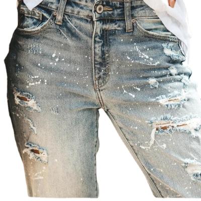 China 2021 fall viable best-selling products waterhole street fashion elastic straight denim pants for sale