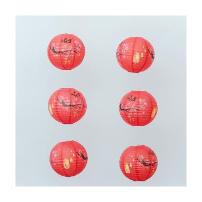 China Europe Traditional Chinese Red Silk Chinese New Year Paper Lanterns Hanging Chinese Decoration for sale