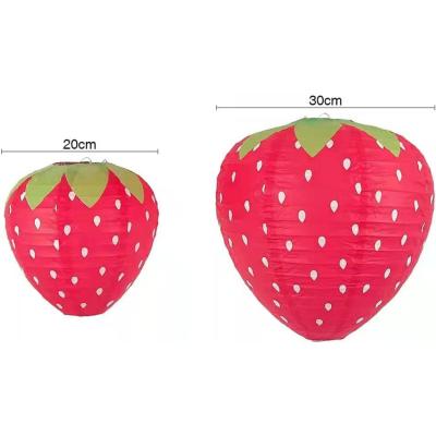 China Beautiful Wedding Decoration Strawberry Shaped Colorful Outdoor Hanging Paper Lantern for sale