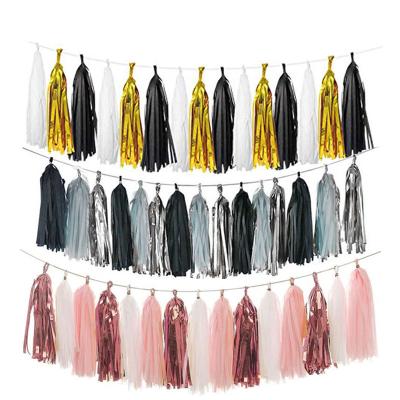 China Disposable Factory Produces Pet Film Paper Tassel Birthday Party Supplies Decoration Wedding Arrangement Aluminum Foil Paper Tassel for sale