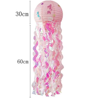 China Durable Beautiful Party Indoor Outdoor Themed Mermaid Party Decorations Benevolent Bear Jellyfish Paper Lanterns for sale