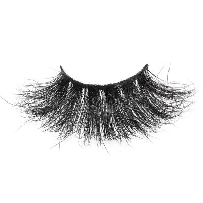 China Custom Packaging Handmade Soft Natural 25MM Mink Lashes 5D Mink Strip Eyelash Eyelashes for sale