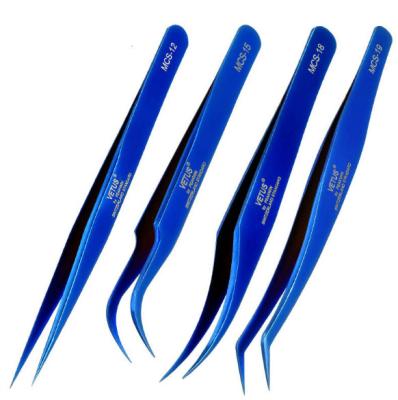 China Professional Antimagnetic Eyelash Tweezers For Wicks Extension Decor Anti-static Eyelash Tweezers for sale