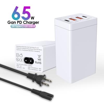 China Hot Selling 65w Type-C 65W GaN Technology Fast Charger Palladium qc3.0 Wall Mobile Phone Laptop QC 3.0 Fast Charging 4 Ports Universal Charger 65w Adapter for sale