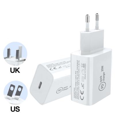 China QC3.0 20W PD Fast Charger Type C USB-C PD Wall Charger 18W PD Charger With Cable For iPhone 12 for sale