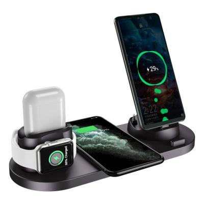 China Fast Wireless Charger 15W Wireless Charger 6 in 1 10w Qi Fast Holder Carga Rapida Carregador Sem Fio For Iphone Apple Watch Airpods for sale